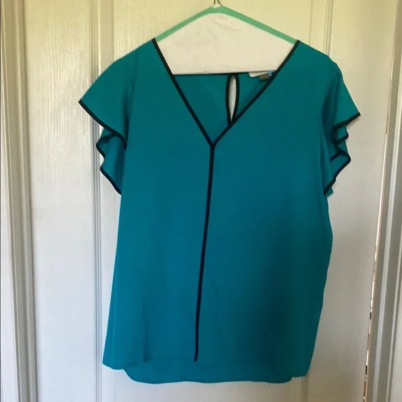 Teal V-Neck Women's Top - Picture 1 of 3